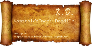 Kosztolánczi Domán névjegykártya